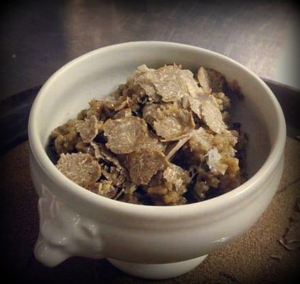 a bowl of shaved Oregon white Truffles