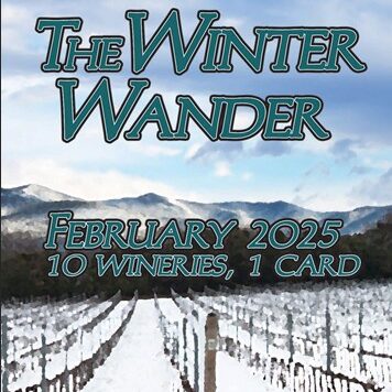 Winter Wander logo, a vineyard covers with a dusting of snow