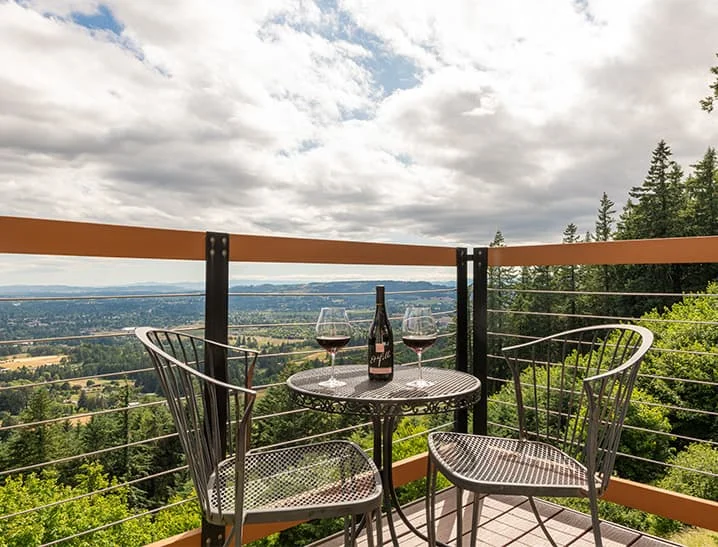Outside elevated porch in Wine Country Room