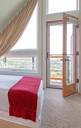 View out the door and window of Rose Garden Room